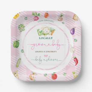 Pink Locally Grown Baby Shower Paper Plate
