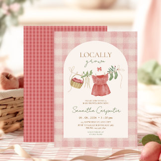 Pink Locally Grown Farmer's Market Baby Shower Invitation