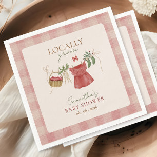 Pink Locally Grown Farmer's Market Baby Shower Napkin