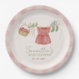 Pink Locally Grown Farmer's Market Baby Shower Paper Plate