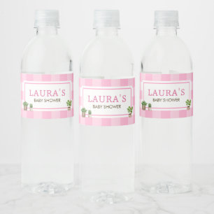 Pink Locally Grown Farmers Market Baby Shower Water Bottle Label