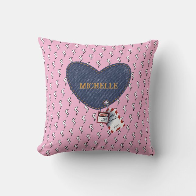 Pink Lock and Key Custom Romantic Electrical  Throw Pillow (Front)