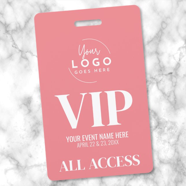 Pink Logo Event VIP All Access Pass Badge (Event VIP All Access Logo Badge)