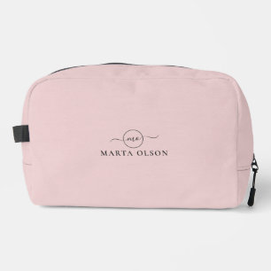 Pink, logo, initials, monogram dopp kit