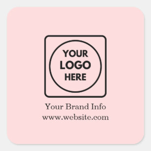 Pink Logo Modern Minimalist Corporate Branding Square Sticker