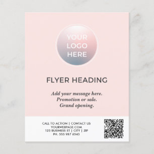 Pink Logo QR Code Business Flyer