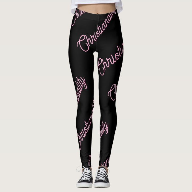 pink logo repeat Leggings (Front)