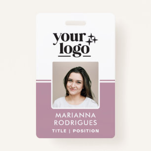 Pink Logo Security Photo Barcode Employee ID Badge