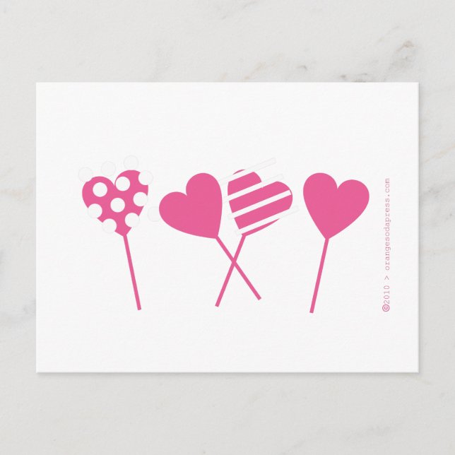 Pink Lollipop Hearts Postcard (Front)