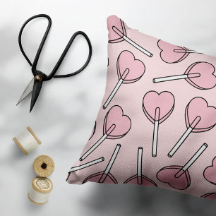 Pink Lollipops, Heart Lollipops, Lollipop Pattern Accent Pillow