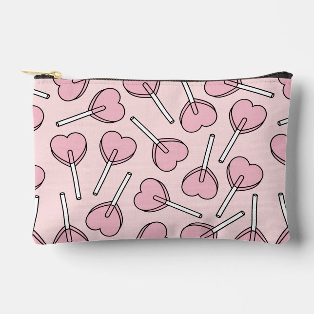 Pink Lollipops, Heart Lollipops, Lollipop Pattern Accessory Pouch (Front)