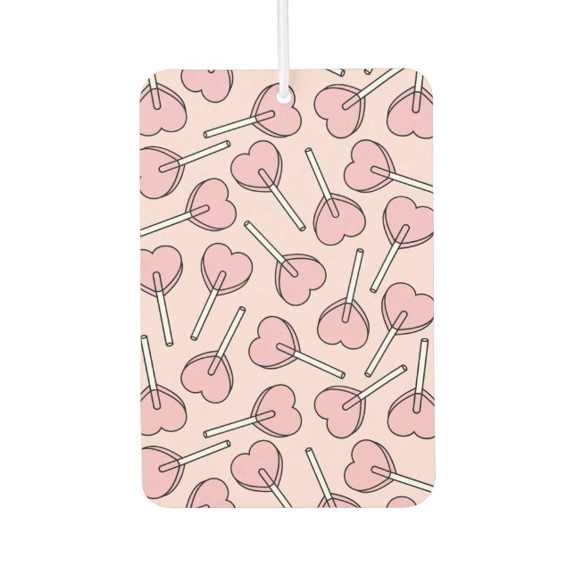 Pink Lollipops, Heart Lollipops, Lollipop Pattern Air Freshener (Front)