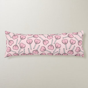 Pink Lollipops, Heart Lollipops, Lollipop Pattern Body Pillow