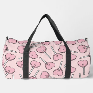 Pink Lollipops, Heart Lollipops, Lollipop Pattern Duffle Bag