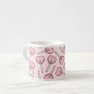 Pink Lollipops, Heart Lollipops, Lollipop Pattern Espresso Cup
