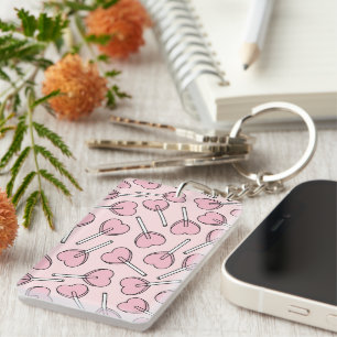 Pink Lollipops, Heart Lollipops, Lollipop Pattern Keychain