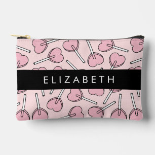 Pink Lollipops, Heart Lollipops, Lolly, Your Name Accessory Pouch