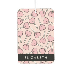 Pink Lollipops, Heart Lollipops, Lolly, Your Name Air Freshener