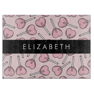 Pink Lollipops, Heart Lollipops, Lolly, Your Name Cutting Board