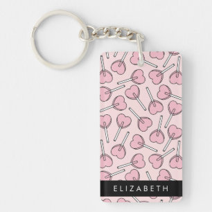 Pink Lollipops, Heart Lollipops, Lolly, Your Name Keychain