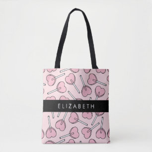 Pink Lollipops, Heart Lollipops, Lolly, Your Name Tote Bag