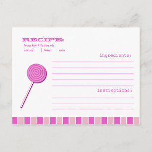 Pink Lollypop Recipe Postcard