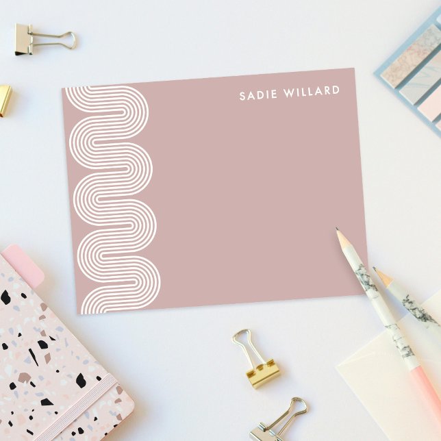 Pink Lombard Wavy Lines Modern Stationery Card (Creator Uploaded)
