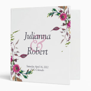 Pink loose floral 3 ring binder
