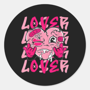 Pink Loser Lover Pink Drip Heart Matching Tee For Classic Round Sticker