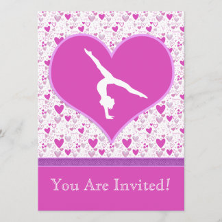 Pink Lots o' Hearts Gymnast Invitation