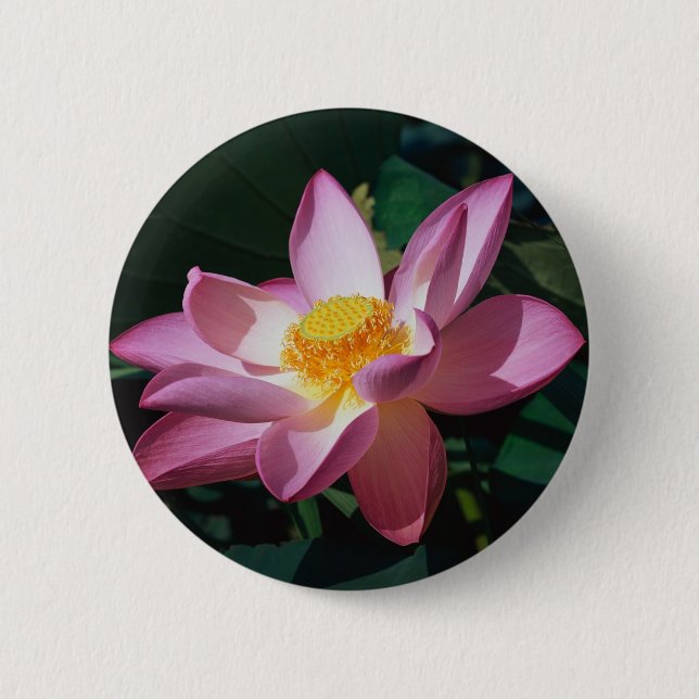 Pink Lotus 2 Inch Round Button (Front)
