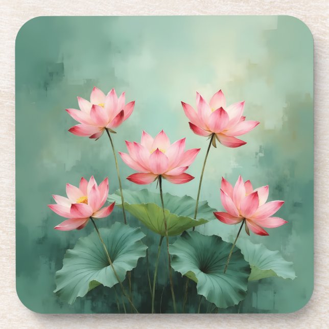 Pink Lotus Artwork  Coaster (Front)