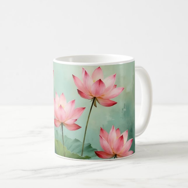 Pink Lotus Artwork  Coffee Mug (Front Right)