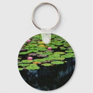 pink lotus black keychain
