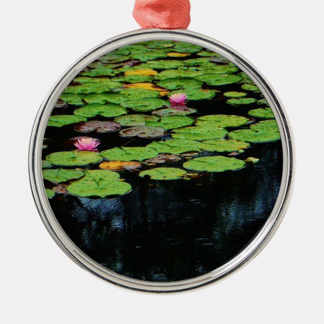 pink lotus black metal ornament (Front)