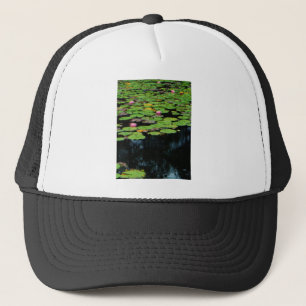 pink lotus black trucker hat