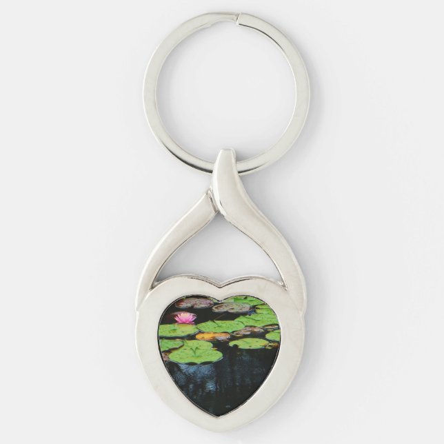 pink lotus black water keychain (Front)