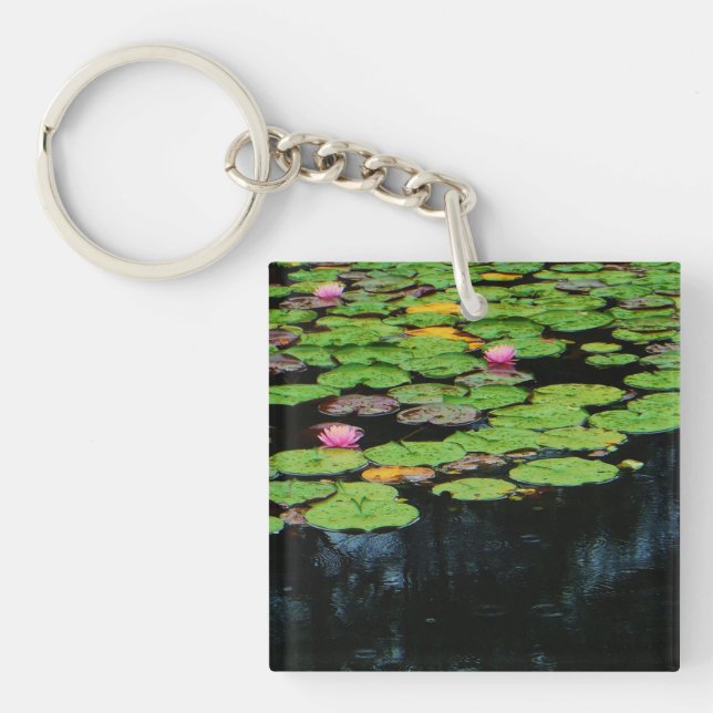 pink lotus black water keychain (Front)
