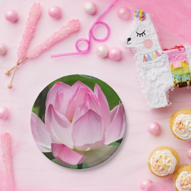 Pink Lotus Bloom Paper Plate (Party)