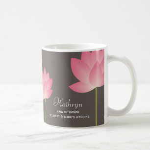 Pink lotus blossoms custom name bridal coffee mug