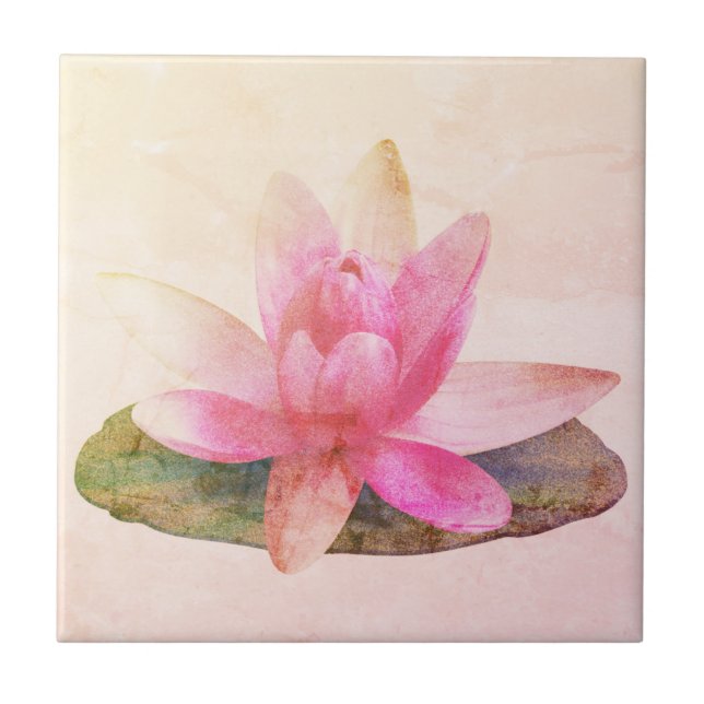 PINK LOTUS BUD CERAMIC TILE (Front)
