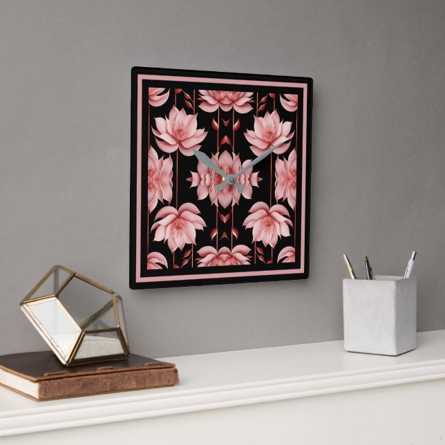 Pink Lotus Classic Square Wall Clock (Office)