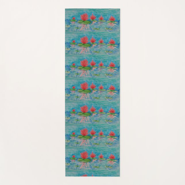 Pink Lotus Drawing, naive Art  Yoga Mat (Front)