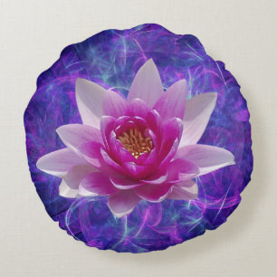 Pink lotus flower and meaning round pillow