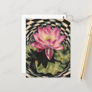 Pink Lotus Flower Black White Surreal Postcard