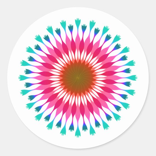 Pink Lotus Flower Blue Wedding Classic Round Sticker
