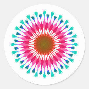 Pink Lotus Flower Blue Wedding Classic Round Sticker