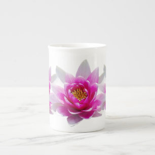 Pink lotus flower bone china mug