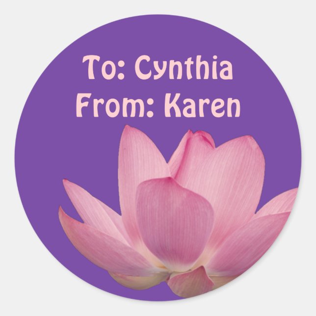 Pink Lotus Flower Classic Round Sticker (Front)