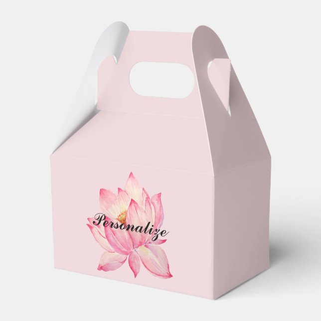 Pink Lotus Flower Favor Box (Front Side)